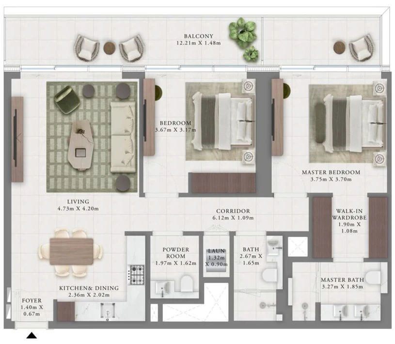 2 спальни · от 116,13 м² · ориентир от 3 409 888 AED