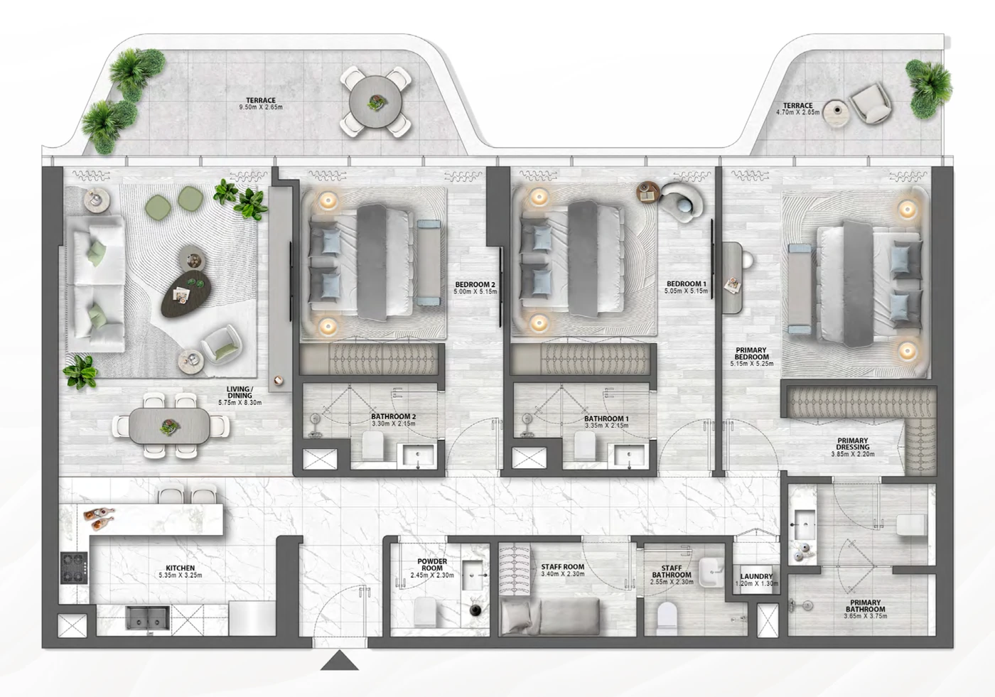 3 спальни · от 169,27 м² · от 12 975 000 AED